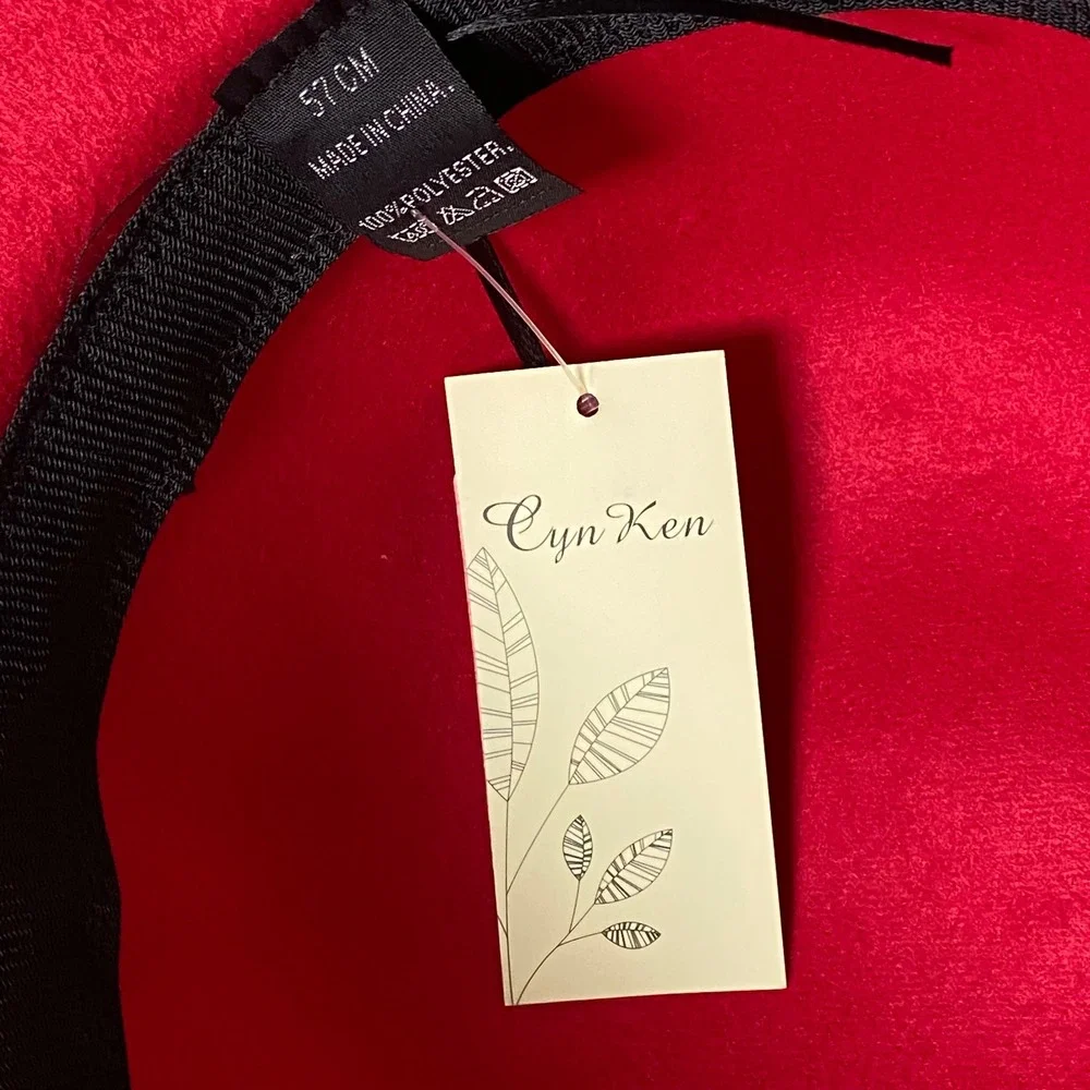NWT Vintage Style Red Felt Cloche Structured Hat Bow Retro Elegant Coquette